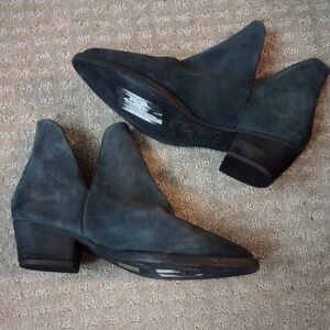 Free People Black Double V Ankle Suede Boots